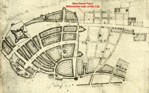 Miller Plan of New York, 1695, showing the New Burial Place