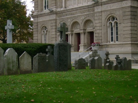 View of gravestones in St. Raymond’s churchyard, October 2010.
